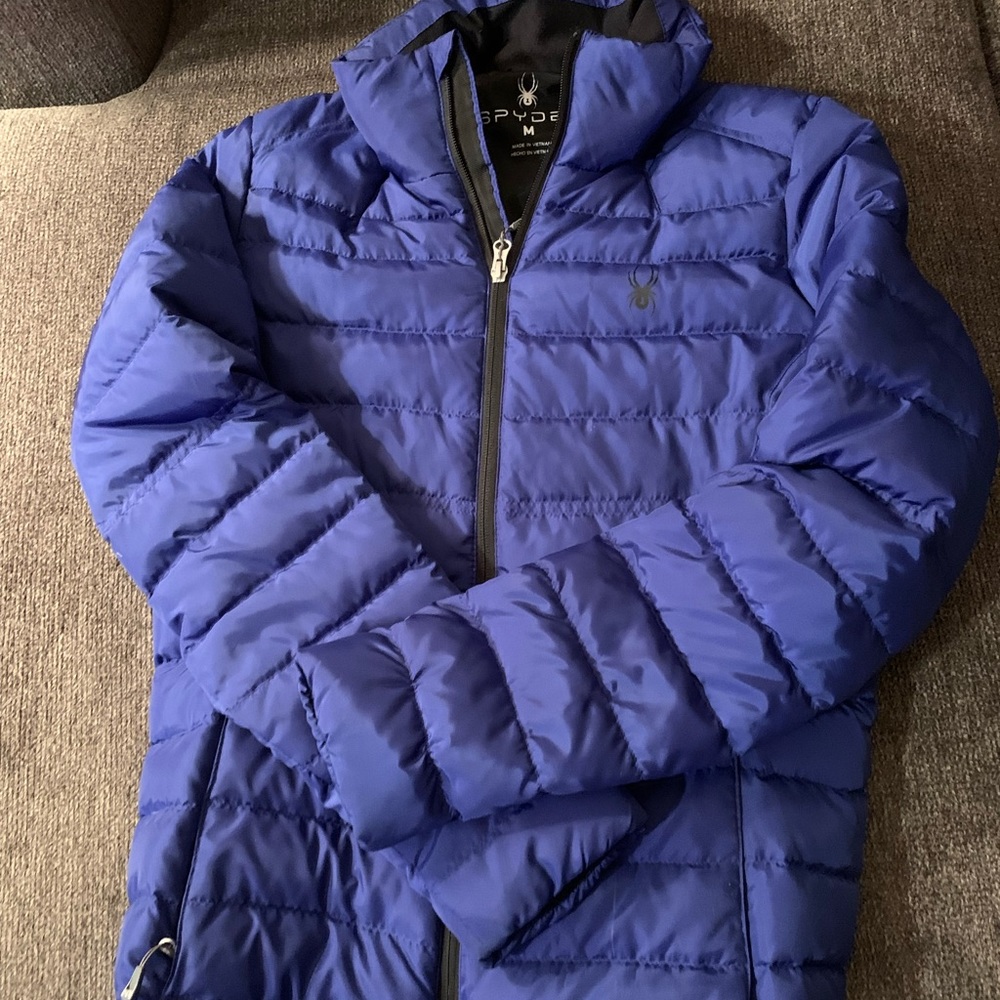 Pretty blue Spyder puffer jacket. Only wore twice. Warm and cozy